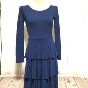 LulaRoe Blue Tiered Dress Size Small